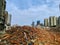 Ruins of demolished apartments in wuhan city