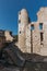 Ruins of the Doria Castle in Dolceacqua, stairs and walls, daytime, Italy