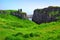 Ruins of Dunseverick Castle along cliffs of the Causeway Coast, Northern Ireland