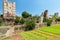 The ruins of famous ancient walls of Constantinople in Istanbul