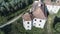 Ruins of a forgotten medieval residence, top view in StBenedek, Transylvania, Romania