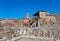 Ruins of a forum of Trajan.Cityscape in a sunny day