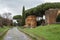 Ruins of funeral monuments along ancient Appian Way near Rome