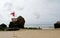 Ruins of german bunker in the beach, France