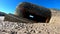 Ruins of german bunker in the beach of Normandy, France