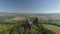 Ruins of Gothic castle Trosky in National Park Czech Paradise. Aerial view to medieval monument in Czech Republic.