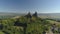 Ruins of Gothic castle Trosky in National Park Czech Paradise. Aerial view to medieval monument in Czech Republic.