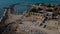 Ruins of Greek buildings remaining in the Turkish Side. Ancient architecture on the shores of the Mediterranean.