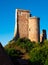 Ruins of Herisson fortress of the Dukes of Bourbon dominate the medieval city of Herisson and Aumance Valley with towers