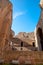 Ruins from interior brick walls and columns at Caracalla springs