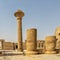 Ruins of the kiosk of Taharqa in the first courtyard of the Temple of Amun in Luxor, Egypt.