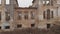 The ruins of a landowner house in the countryside. Ancient ruins. Aerial view