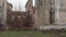 The ruins of a landowner house in the countryside. Ancient ruins. Aerial view