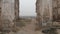 The ruins of a landowner house in the countryside. Ancient ruins. Aerial view