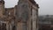 The ruins of a landowner house in the countryside. Ancient ruins. Aerial view