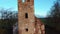 Ruins of the Lutheran Church in Salgale Latvia Near of the Bank of the River Lielupe Aerial View