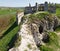 The ruins of a medieval castle.