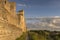 Ruins of the medieval castle of the Livonian knight`s order at sunset. , Rakvere