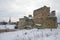 Ruins of the medieval castle of the Livonian knightly award close up in the cloudy March afternoon. Rakvere, Estonia