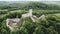 Ruins of the medieval castle of Pilcza in Smolen, Poland. Drone view.