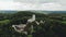 Ruins of the medieval castle of Pilcza in Smolen, Poland. Drone view.