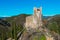 Ruins of medieval cathar castles Lastours in the Pyrenees, France