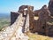 Ruins of a medieval fortress at the ancient site of Mystras, Greece