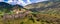 Ruins of medieval fortress Maglic on top of hill by the Ibar river in Serbia. Aerial view.