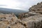 Ruins of the medieval fortress Nimrod Mivtzar Nimrod located in the northern Golan Heights in Israel.