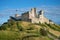 Ruins of a medieval knight`s castle in Rakvere in the August evening. Estonia