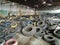 Ruins of military building full of illegal tires waste