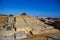 Ruins of the Minoan palace in Malia. Ancient steps. Malia Palace Archaeological Site, Greece, Crete island