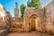 In the ruins of mosque in ancient Chellah near Rabat ,Morocco