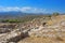 Ruins of Mycenae and green hills, valleys, Greece