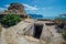 Ruins of nineteenth artillery battery, entrance to the bunker. Legacy of World War II, Balaklava, Crimea