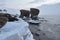 Ruins of Northern Forts on the beach of the Baltic sea, part of an old fort in the former Soviet base Karosta in Liepaja, Latvia