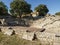 Ruins of Odeon and Bouleuterion in ancient Troy city, Canakkale, Turkey