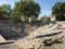 Ruins of Odeon and Bouleuterion in ancient Troy city, Canakkale, Turkey