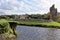 Ruins of Ogmore Castle in Vale of Glamorgan river