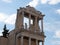 Ruins of an old amphitheater in Plovdiv Bulgaria against the backdrop of a sunny cloudy sky