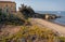 Ruins of old house on beach at Torre Astura in Lazio in Italy