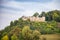 Ruins of old medieval Frankopan fortress Novigrad and countryside landscape in Croatia