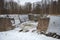 The ruins of the old Petrovsky dock in the gloomy January day. Kronstadt, Russia