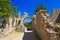 Ruins of old town in Mystras, Greece