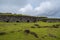 Ruins of Orongo village on Rapa Nui, Easter Island, Chile