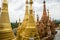 Ruins and remains of ancient Buddhist pagodas and stupas at Indein Village at Inle Lake Myamar