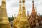 Ruins and remains of ancient Buddhist pagodas and stupas at Indein Village at Inle Lake Myamar