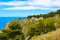 Ruins of Rocca di Cefalu on the rock overlooking the Tyrrhenian coast in Cefalu, Sicily, Italy. Medieval castle ruins