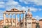 Ruins of the Roman Forum with the columns of Temple of Saturn