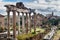 Ruins of Roman Forum. Temple of Saturn and others. Rome. Italy